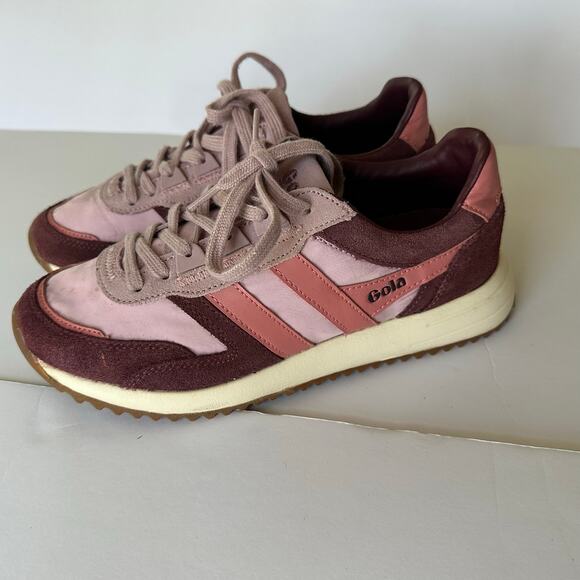 Gola Women’s Daytona Sneakers 6 Pink Burgundy Retro Jogger Suede Nylon Trainers - Picture 12 of 14